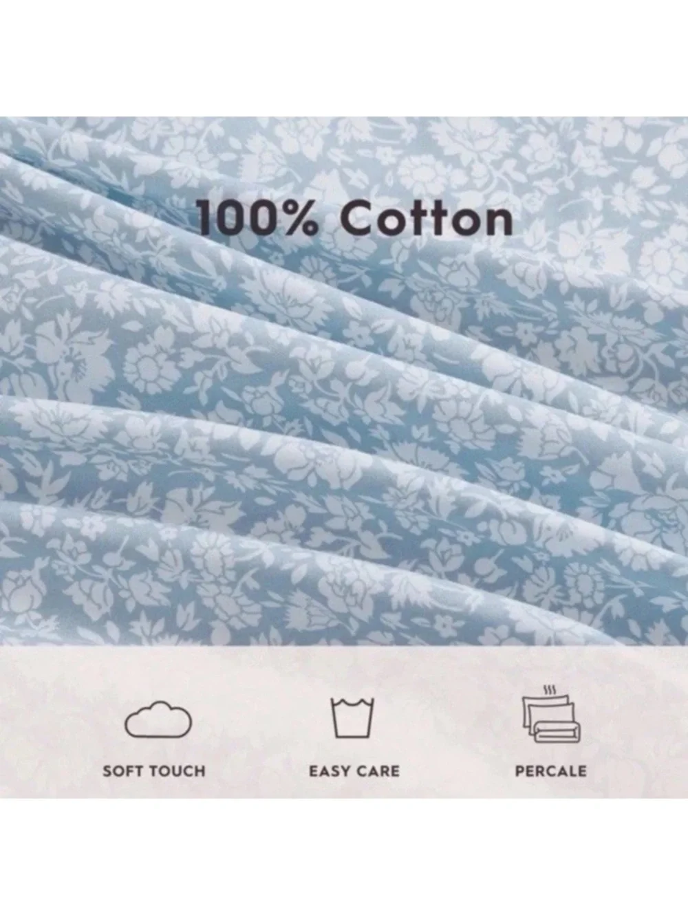 Laura Ashley ~ QUEEN ~ Heirloom Ditzy Blue Floral ~ 4 Pc. Sheet Set 100% Cotton